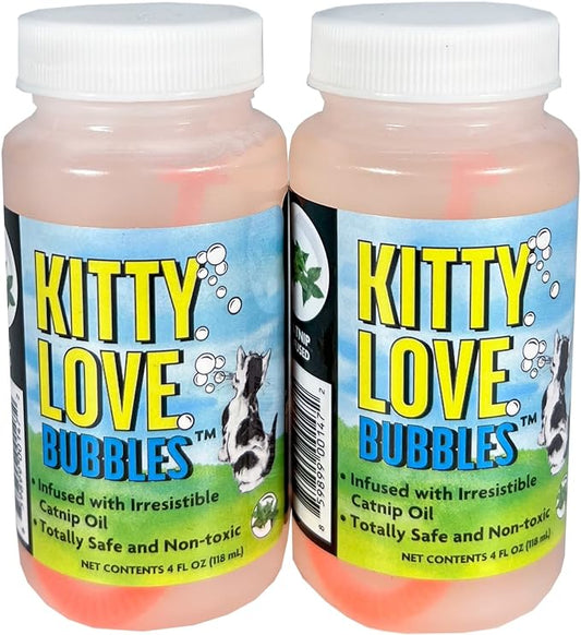 Kitty Love Bubbles, Catnip Scented Bubbles 4oz. Bottle-2 Pack for Cats