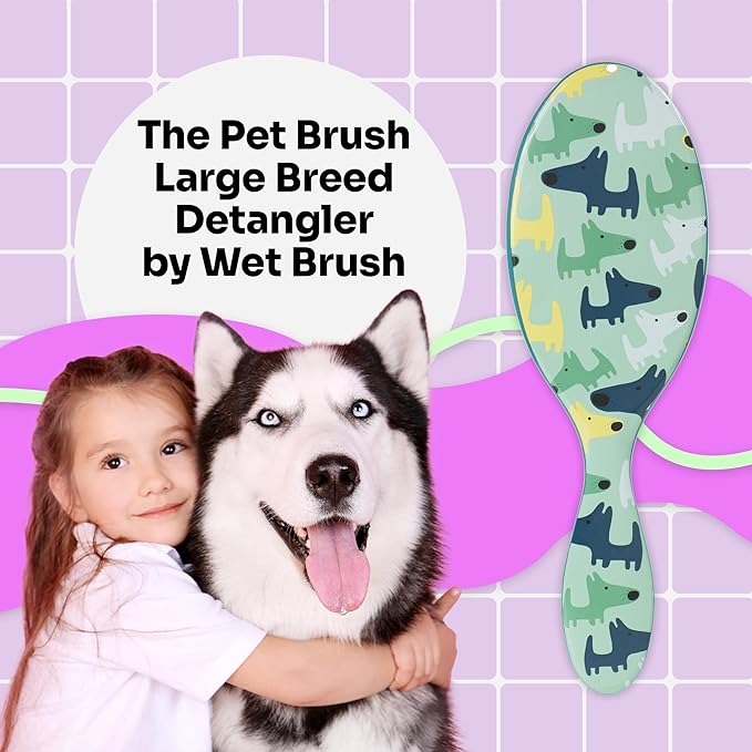 Wet Brush Pet Hair Brush, Large Dog Breed Detangler - Dog Camo, Multi - De-Shedding Comb and Dematting Tool for Grooming Long or Short Haired Dogs - Tangle-Free for Less Pulling & Tugging