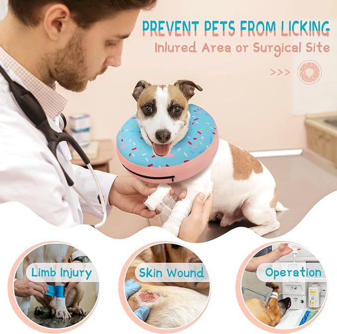 Supet Inflatable Dog Cone Collar for Small Dogs Puppies Cats, Soft Cone for Dogs Cats to Stop Licking, E Collar Dog Neck Donut Dog Cone Alternative After Surgery