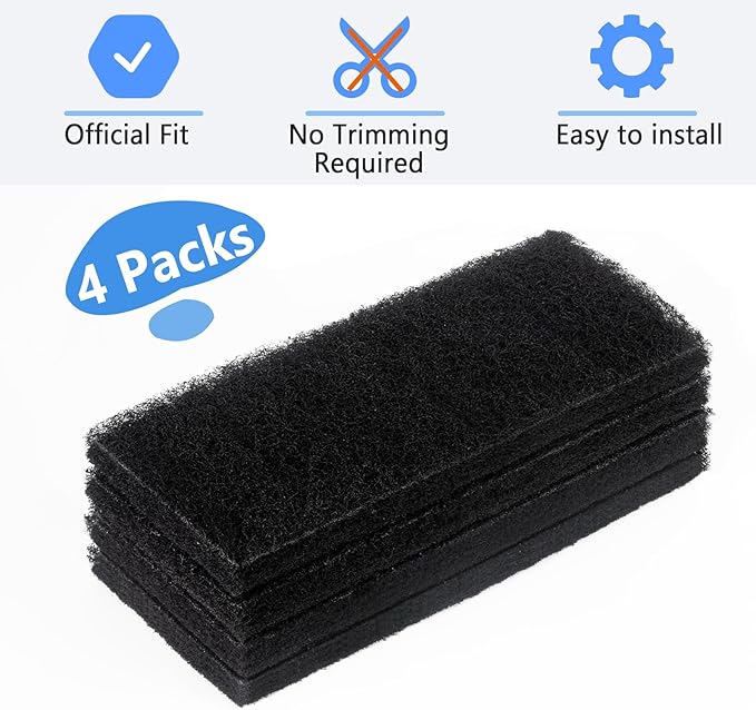 Activated Carbon Filters Cat Litter Box, Perfect Replacement Official Size: 290 x 140 x 10mm (4 Pack)