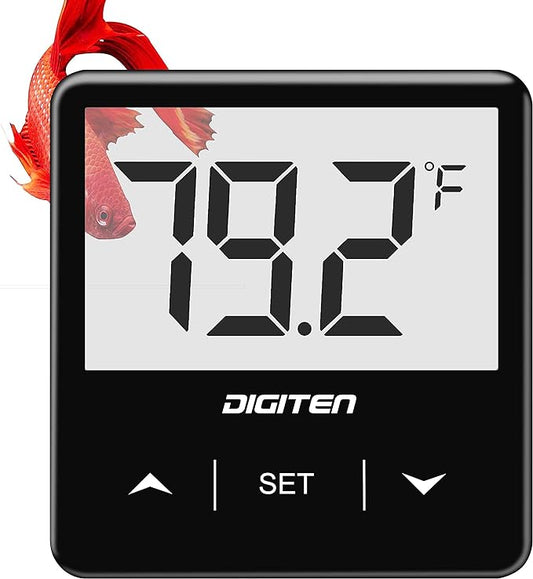 DIGITEN Aquarium Thermometer Digital Fish Tank Thermometer with Large LCD Display Stick On Water Terrarium Temperature Sensor Gauge for Reptiles Turtle Amphibians