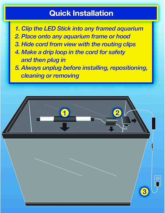 Tetra Hidden LED Stick 6 Inches, Brilliant White Aquarium Light for Tanks Up to 15 Gallons, Model Number: 26658