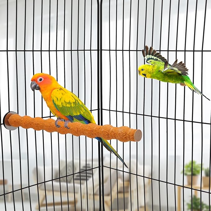 Hypeety Wood Perch Stand Paw Grinding Stick Toy Colorful Pet Bird Cage Stand Platform for Bird Parrot Budgies Parakeet Cockatiels Cage Accessories (Random Color) (10in / 25cm)