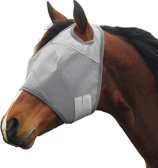 Horse Fly Mask, Elasticity Fly Mask UV Protection for Horse, Grey (Standard)