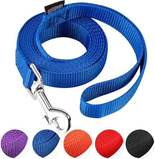 AMAGOOD 6 FT Puppy/Dog Leashes, Strong Traditional Style Leash with Easy to Use Collar Hook,Dog Lead Great for Small and Medium and Large Dog (3/4 in x 6 ft(Pack of 1), Blue)