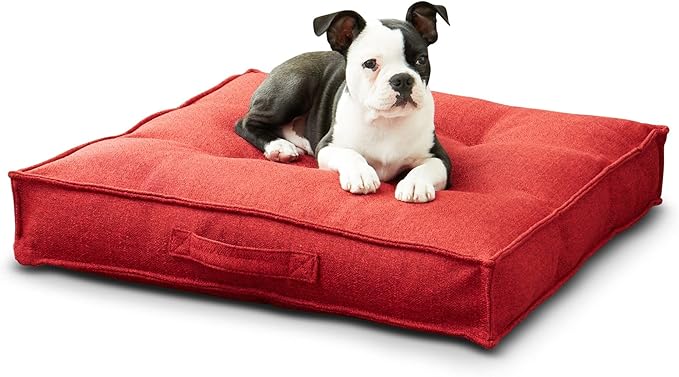 South Pine Porch Mila Square Tufted Pillow Style Dog Bed, Scarlet, Small (24" x 24")