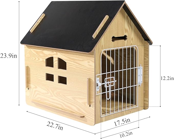 Dog House Indoor for Small Dogs or Cats, Cozy wooden design, Small indoor bed house, with Air Vents and Elevated Floor Warm Dog Cave