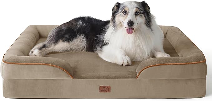 Bedsure Orthopedic Dog Bed for Extra Large Dogs - XL Washable Dog Sofa Beds Large, Supportive Foam Pet Couch Bed with Removable Washable Cover, Waterproof Lining and Nonskid Bottom, Hazel