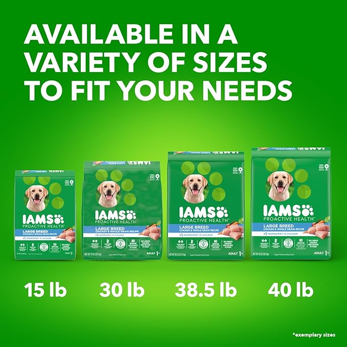 IAMS Adult High Protein Large Breed Dry Dog Food with Real Chicken, 30 lb. Bag