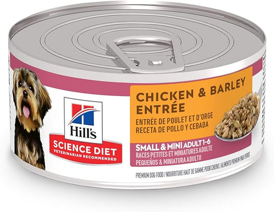 Hill's Science Diet Small & Mini, Adult 1-6, Small & Mini Breeds Premium Nutrition, Wet Dog Food, Chicken & Barley Loaf, 5.8 oz Can, Case of 24