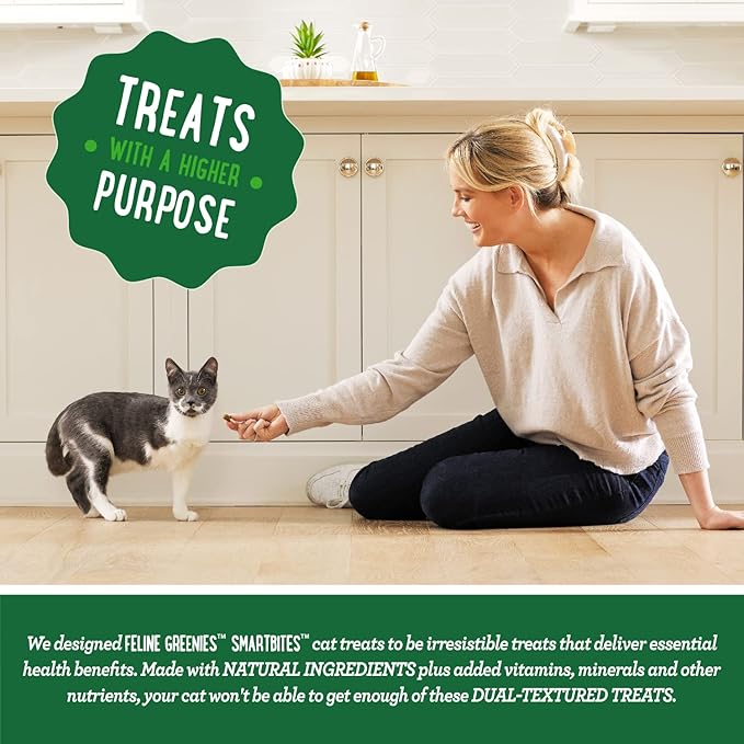 Greenies Feline Smartbites Skin & Fur Crunchy and Soft Natural Cat Treats, Chicken Flavor, 2.1 oz. Pack