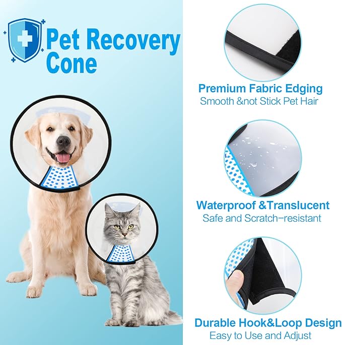 Supet Dog Cone Collar Adjustable After Surgery, Comfortable Pet Recovery Collar & Cone for Large Medium Small Dogs, Elizabethan Dog Neck Collar Plastic Practical