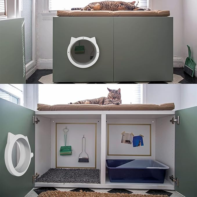 LYNX Cat Door Interior Door - Unique Stylish Design - HQ & Easy To Install Interior Cat Door For Small To X Large Cats. Pet Doors For Cats - Indoor Cat Door Without Flap. For Kitty & Cats Up To 25 Lbs
