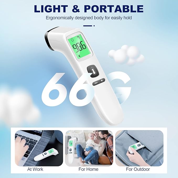 Non-Contact Thermometer for Kids, Digital Baby Thermometer, Color-Coded Screen, 1 Second Result, Accurate & Easy to use (Multicolor)