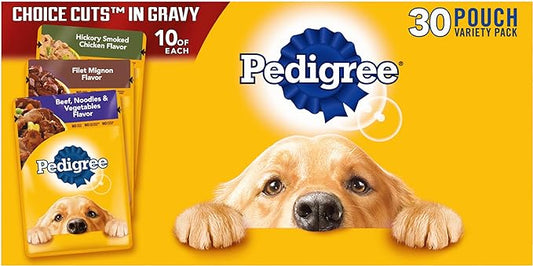 PEDIGREE CHOICE CUTS IN GRAVY Adult Soft Wet Dog Food 30-Count Variety Pack, 3.5 oz Pouches