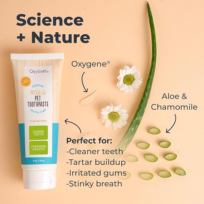 Oxyfresh Premium Dog Toothpaste – Best Dog Teeth Cleaning & Dog Plaque and Tartar Fighter – Safe for Cat Toothpaste Too – Vet Formulated Pet Toothpaste, 4oz