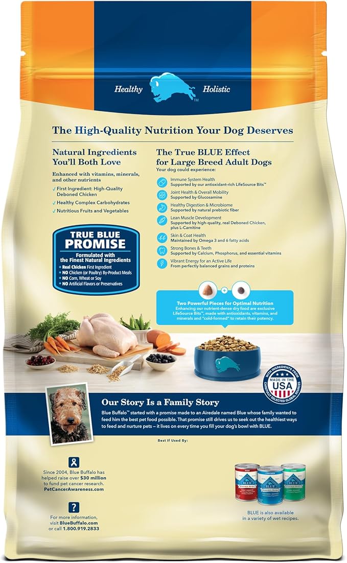 Blue Buffalo Life Protection Formula Large Breed Adult Dry Dog Food, Promotes Joint Health and Lean Muscles, Made with Natural Ingredients, Chicken & Brown Rice Recipe, 30-lb. Bag