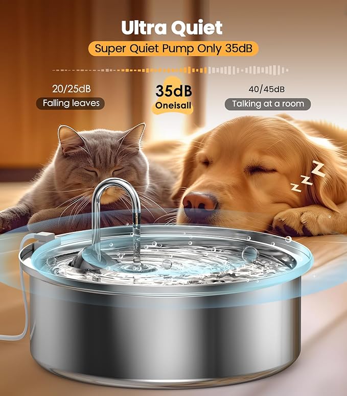 oneisall Dog Water Bowl Dispenser,7L Quiet Automatic Dog Water Dispenser Stainless Steel,100% BPA-Free for Cats and Small and Medium Large-Sized Dogs