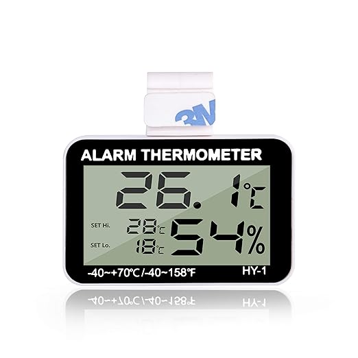 Reptile Thermometer with Alarm Function Reptile Thermometer Reptile Digital Alarm Thermometer Reptile Tank Hygrometer with Hook Temperature Humidity Meter for Reptile Tanks, Terrariums