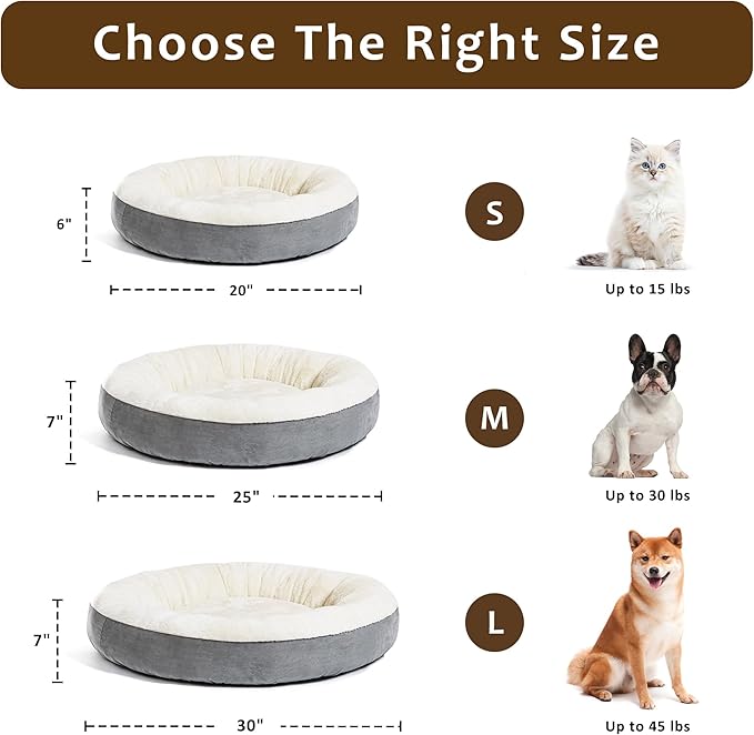 Love's cabin Round Donut Cat and Dog Cushion Bed, 30in Pet Bed for Medium or Large Dogs, Anti-Slip & Water-Resistant Bottom, Soft Durable Fabric Pet beds, Washable Calming Cat & Dog Bed Grey