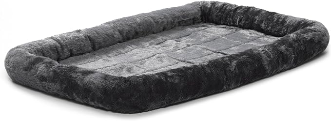 MidWest Homes for Pets Bolster Dog Bed 42L-Inch Gray Dog Bed w/ Comfortable Bolster | Ideal for Large Dog Breeds & Fits a 42-Inch Dog Crate | Easy Maintenance Machine Wash & Dry