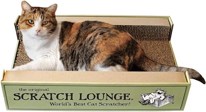 Cardboard Cat Scratcher & Lounger with Extra Floor Refill & Catnip - XL 13x22 for Large Cats - Heavy Duty Reversible Durable Bed Lasts 10x Longer Than Conventional Scratchers