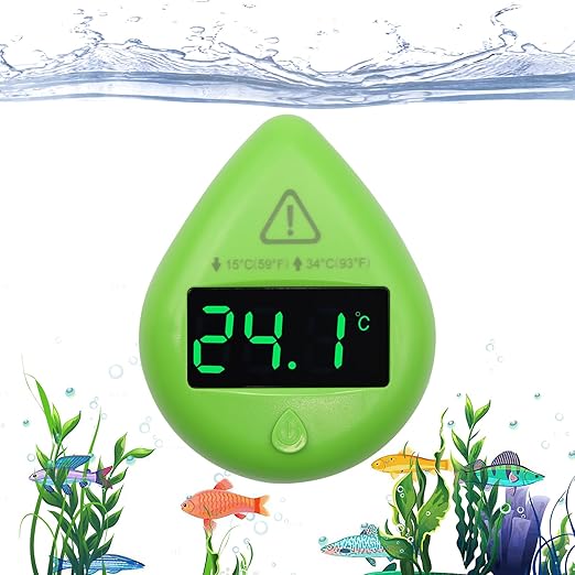 Fish Tank Digital Thermometer Digital Aquarium Thermometer LED Display Stick-on Fish Tank Thermometer Default HI/LO Alarm Cordless Tank Temperature Sensor with LED Touch Screen