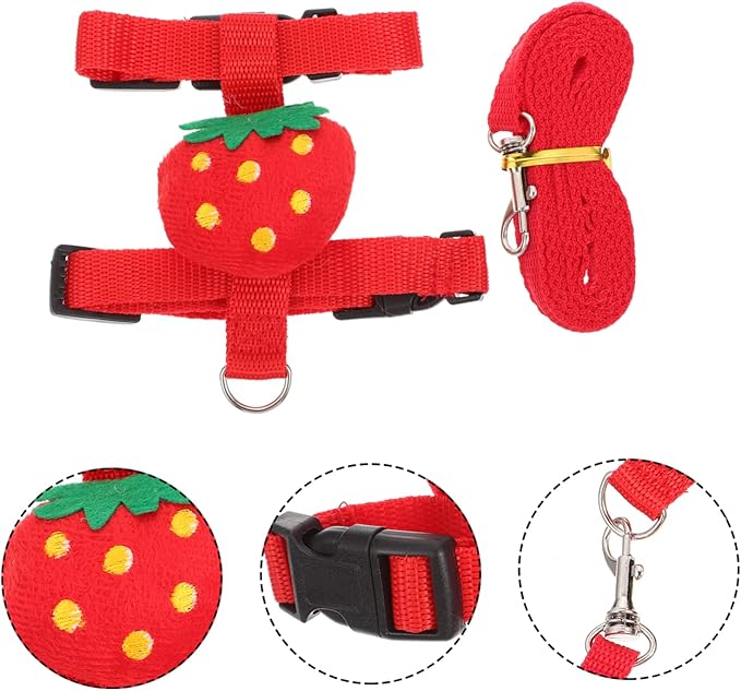 1 Set Rabbit Leash Mini Harness Pet Clothes Summer Outfit Pet Chest Harness Summer Vest Adjustable Rabbit Harness Small Pet Leash Kit Ferret Red The Dog Polyester Avocado