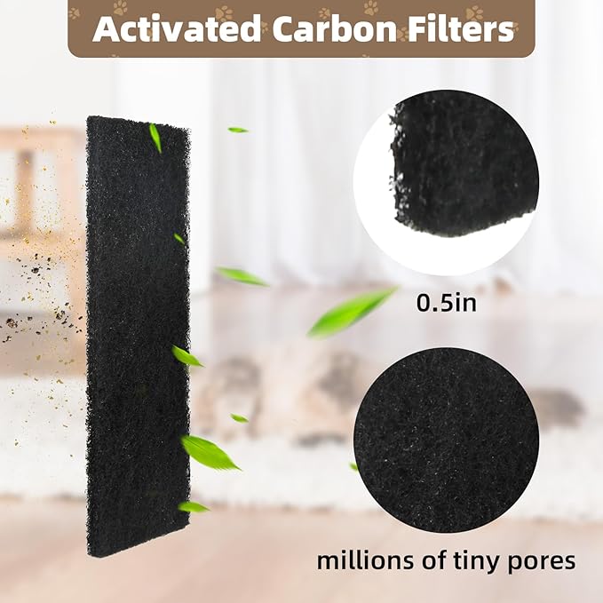 12 Pack Carbon Filters Compatible with Litter-Robot 3 by Whisker, Cat Litter Box Filters Replacement Absorb Odors and Control Damp from Pets, Keep Home Fresh