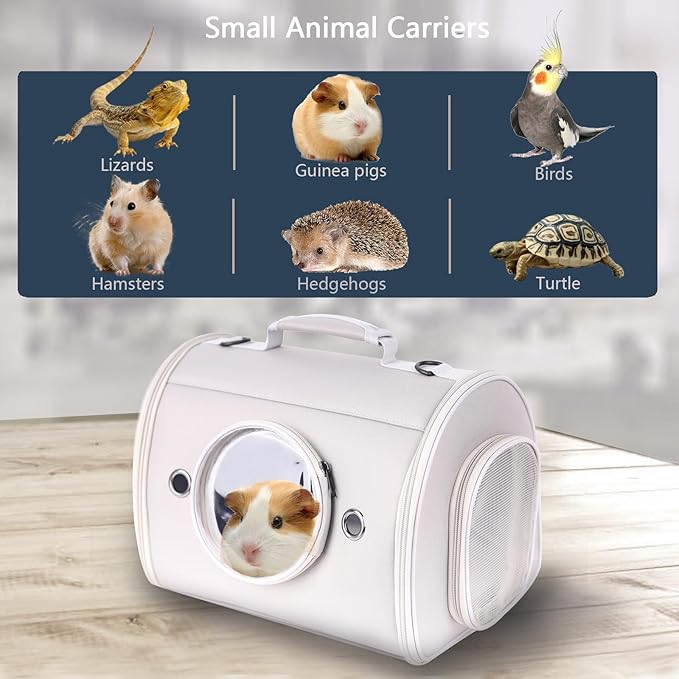 Hamster Carrier, Small Animal Carrier Bag Guinea Pig Carrier for 2, Bearded Dragon Lizard Travel Carrier Bird Rabbit Carrier Bag Portable Hangbag Outdoor (X-Large,Gray)