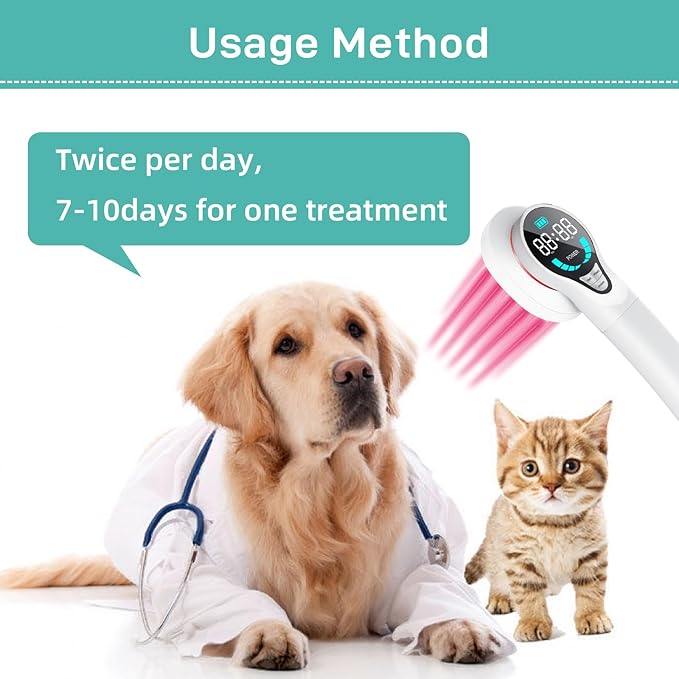 Cold Laser Therapy for Dogs - 2024 Upgraded Infrared Red Light Therapy Vet Device, Portable Laser Therapy Device for Pain Relief Arthritis, Spinal, Promote Blood Circulation (White)