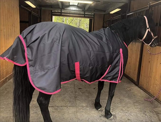 1200 Denier Horse RAIN Sheet (Waterproof/Breathable & Wind Proof Turnout Sheet) Horse Breathable RAINSHEET (Charcoal-Raspberry, 76)