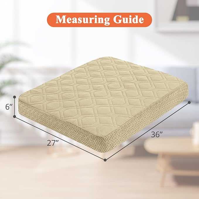 Dog Bed Covers Only - Waterproof Dog Bed Covers Quilted, Replacement Washable Pet Puppy Bed Cover for Dog Cat, Cushion Cover 36Lx27Wx6H Inches Beige