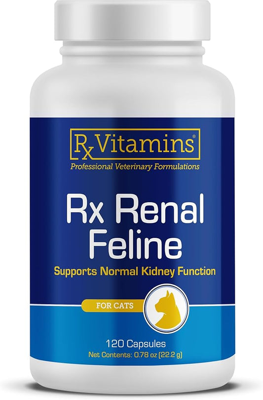 Rx Vitamins Renal Feline - Cat Kidney Support with Milk Thistle for Cats - Anti Inflammatory for Cats - Boosts Cat Antioxidant Health & Cat Liver Support - Cat Immune Booster - 120 capsules