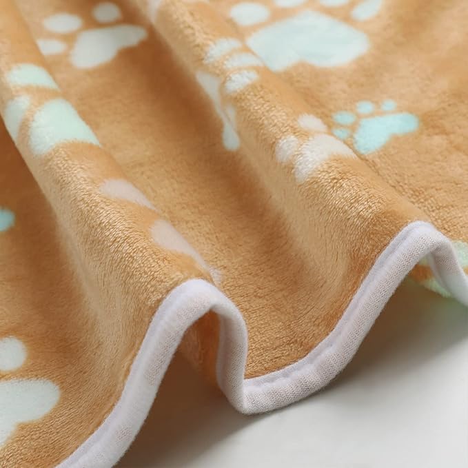 Luciphia 1 Pack 2 Pet Blankets for Dogs Cats, Fleece Print Dog Cat Blankets for Small Medium Large Puppy Kitten, Paw Grey Brown Medium(30x20 inch)