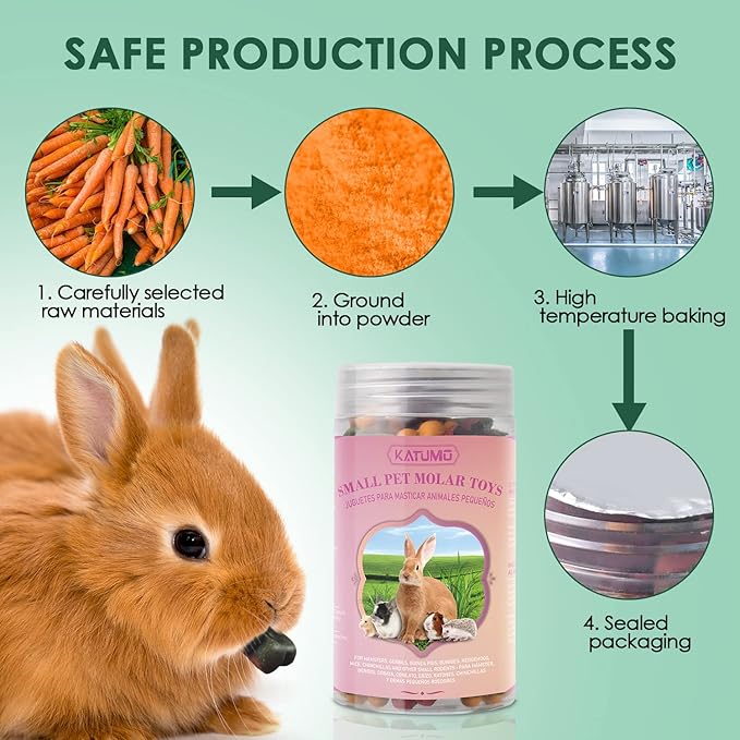 KATUMO Rabbit Treats, Dwarf Hamster Treats Natural Chew Toys for for Guinea Pig Hamster Bunny Chinchilla Gerbil, 180g / 6oz