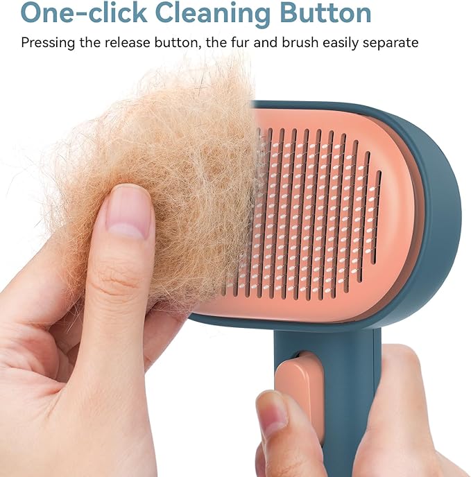 aumuca Cat Brush Dog Brush for Shedding Grooming, Cat Brushes for Indoor Cats, Slicker Cat Fur Brush Dog Comb with Release Button, Dog Grooming Brush Pet Brush for Semi-Short to Semi-Long Hair, Green