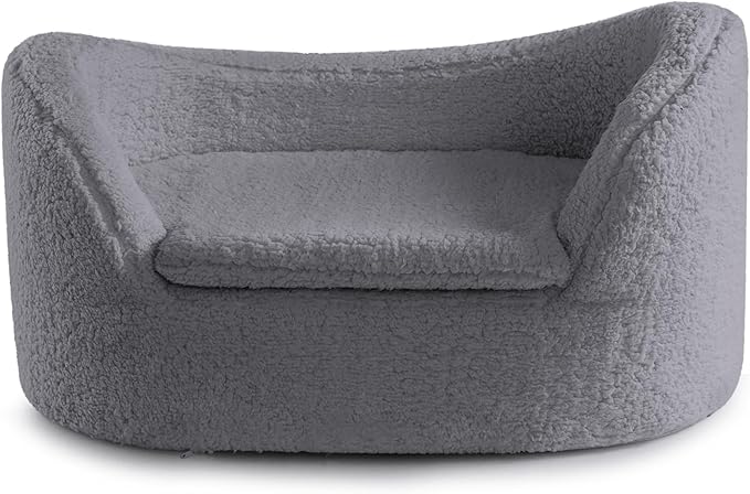 Hollypet Cat Sofa Couch, Pet Sofa for Cats and Small Dogs, Sherpa Fleece Cat Sleeping Bed, Ultra-Soft Snuggle Cat Sofa for Indoor Kitten, Luxury Mini Dog Couch Sofa Bed, Gray
