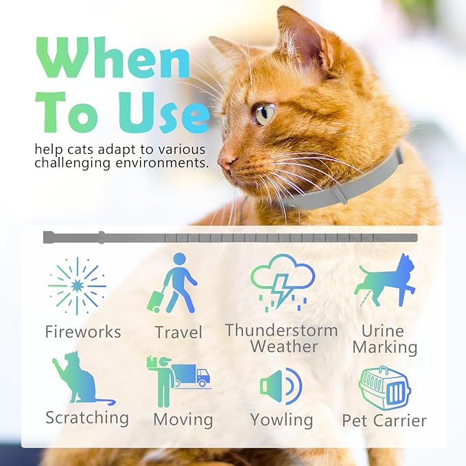 Cat Calming Collar 4 Pack Calming Collar for Cats Adjustable Lengths Pheromone Collar for Cats Calming Cat Collar to Anxiety Relief, Stress Relief