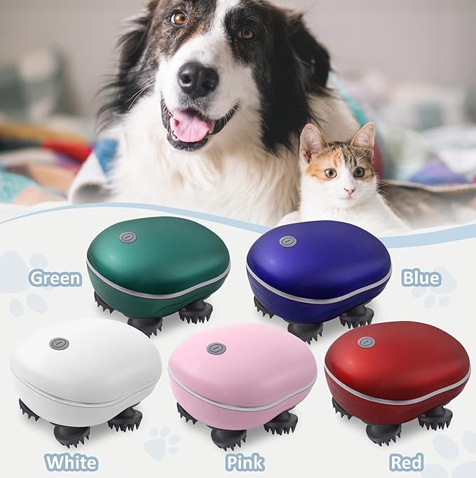 Scalp Massager Pet-Friendly Silicone Massage Brush - Soothing Head, Scalp and Body Scrubber for Pets - Cat Face Electric Sratchers - Gentle Grooming Tool for Ultimate Relaxation (Pink)