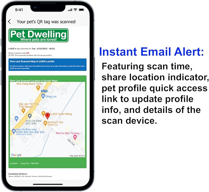 Premium Pet ID Tag for Dogs and Cats: Easy Scan QR Code, Instant Online Pet Profile Access, & Scan Location Alerts(Yellow Paw)