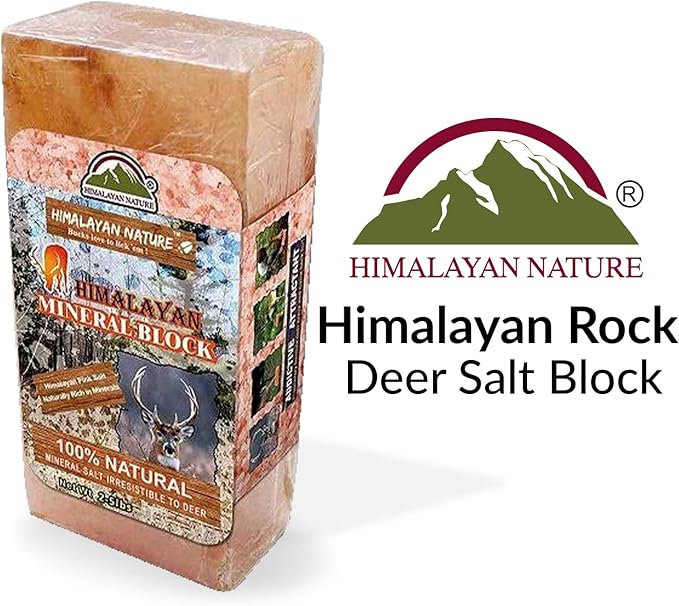 Himalayan Nature 100% Natural Himalayan Rock Deer Salt Block - Animal Licking Mineral Salt Block ,5 Lbs, 2x4x8 inch