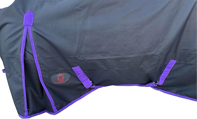 1200 Denier Horse RAIN Sheet | Horse Turnout Sheet | Horse RAINSHEET (Waterproof & Breathable) (Black-Purple, 72)