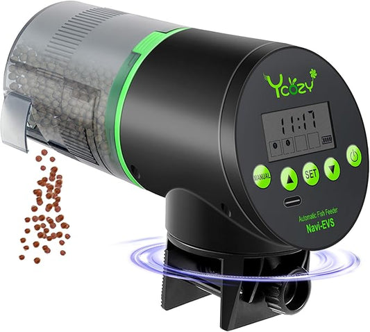 Ycozy Automatic Fish Feeder Rechargeable Auto Fish Feeder for Aquarium/Fish Tank Fish Vacation Feeder Fish Food Automatic Dispenser | Navi-EVS