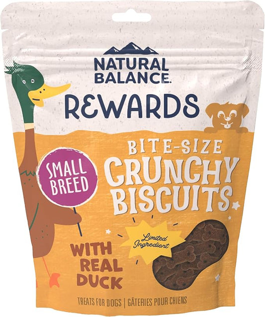 Natural Balance Limited Ingredient Rewards Crunchy Biscuits, Bite-Size Grain-Free Dog Treats for Small-Breed Dogs, Made with Real Duck, 8 Ounce (Pack of 1)