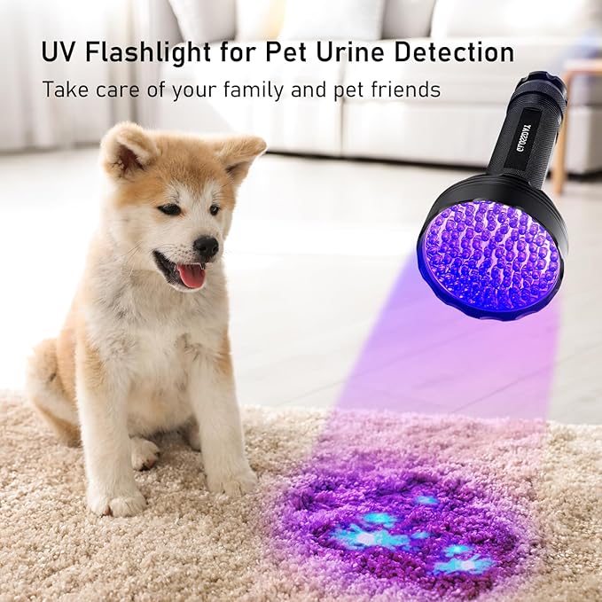 UV Flashlight Black Light, 100 LED Black Light Flashlight for Dog/Cat Pet Detector, Scorpions Finder