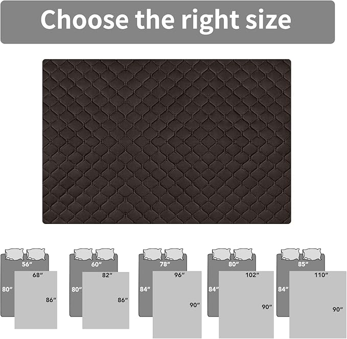 Easy-Going 100% Waterproof Dog Bed Cover Reversible Leak Proof Couch Cover Washable Sofa Cover Furniture Protector Blanket for Pets Kids Children Dog Cat (82x86 Inch, Chocolate/Beige)