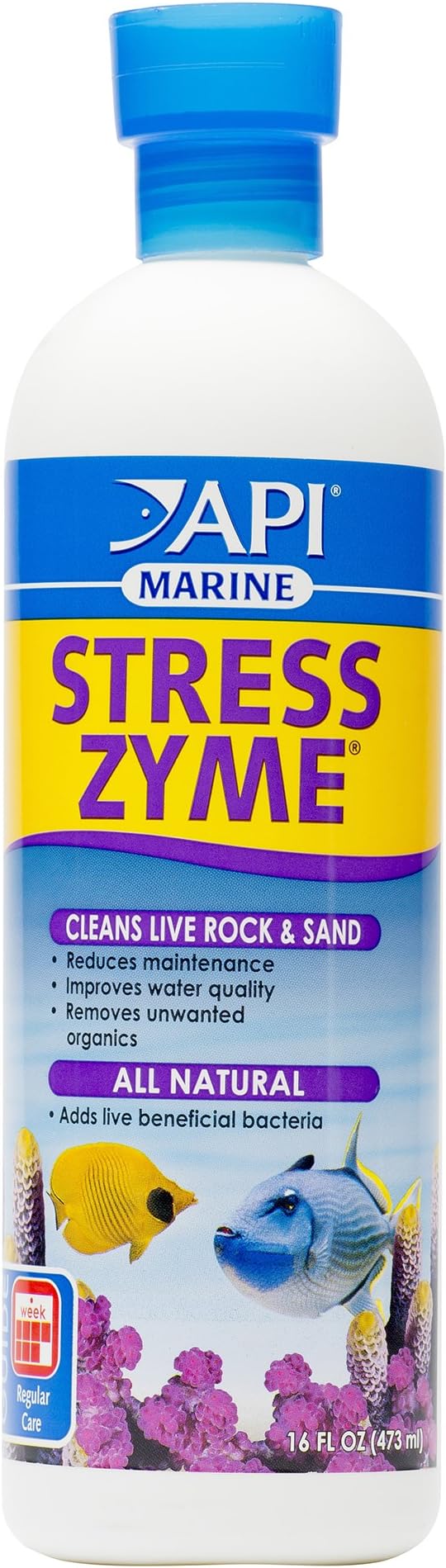 API Marine Stress Zyme Saltwater Aquarium Cleaning Solution 16-Ounce Bottle