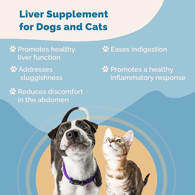 Liver Supplement for Pets Naturally Aids in Healthy Liver Function for Dogs & Cats | Herbal Formula Helps Relieve Abdominal Pain, Indigestion, and Inflammation of Liver & Gallbladder | by Prana Pets