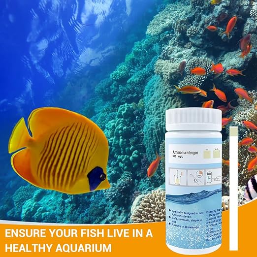 Aquarium Ammonia Test Kit, 50 Counts Ammonia Test Strips Fish Tank Aquarium Test Strips for Aquarium Pond Pool